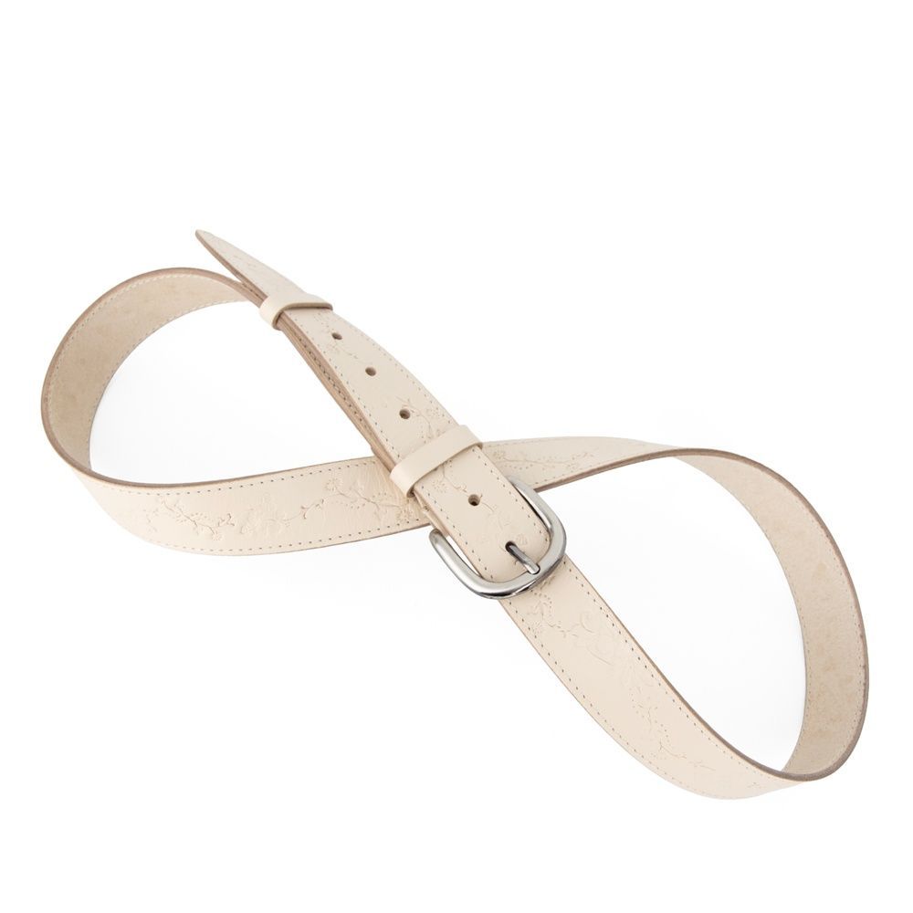 Ремінь шкіряний жіночий бежевий з квітами Т-3531 beige-2 3009118850 фото