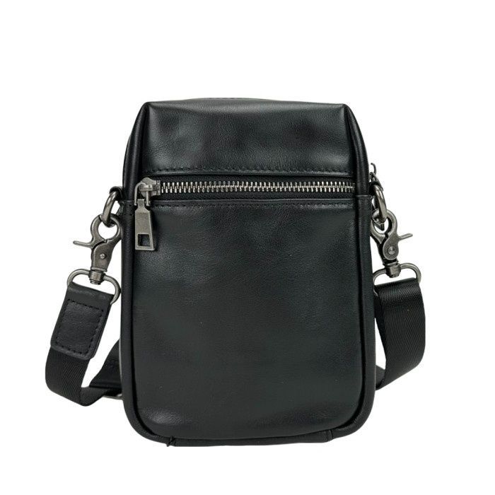 Мужская маленькая кожаная сумочка TIDING BAG 1633A черная 2336699447 фото